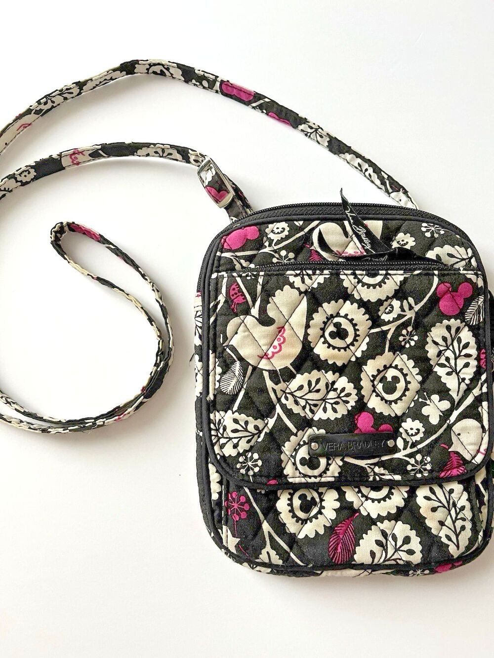 Very Bradley Disney Parks Collab Crossbody Mickey & Ladybug Pattern Black Pink